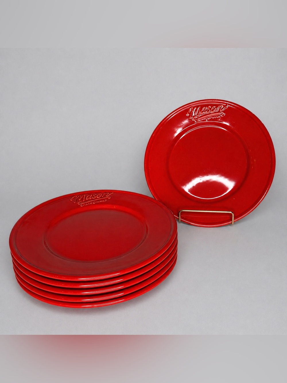Mason Craft & More Red Plates Set of 6 Logo Dinner/Salad Plates